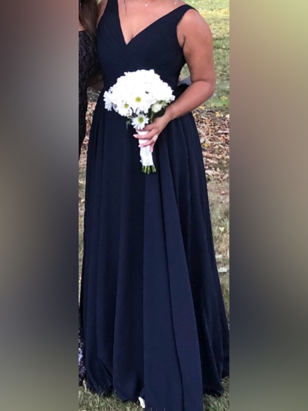 Classic navy blue V-Neck Sleeveless Maxi Dress - Picture 6 of 6